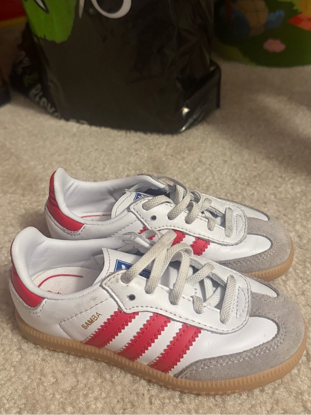 adidas Kids Samba Sneakers - White, Red & Gray